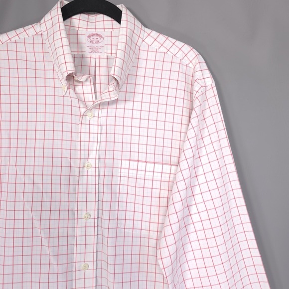 Brooks Brothers Other - BROOKS BROTHERS 1818 Men's Dress Shirt 16-34 Plaid White Red Non Iron Cotton